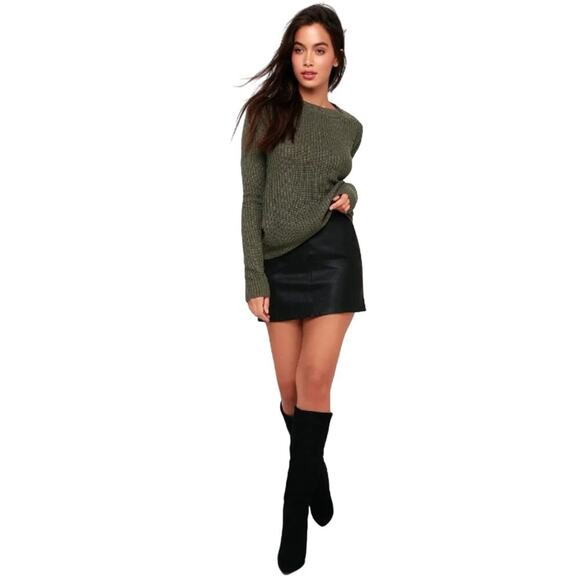 [B6] Jack by BB Dakota - Know Thyself Olive Green Knit Cutout - Picture 3 of 6